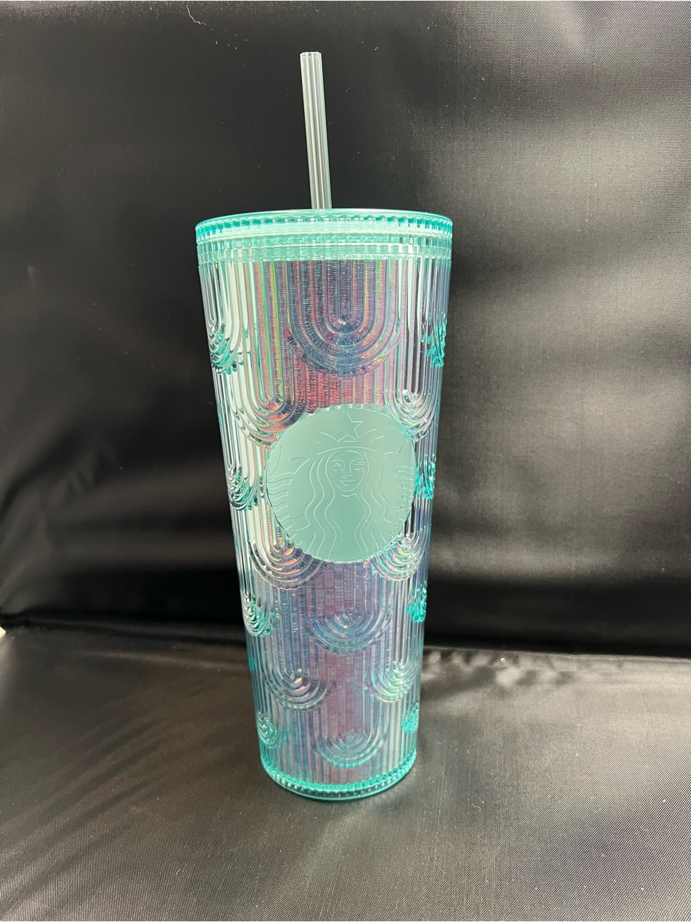 Starbucks Iridescent Siren Tumbler 24oz Venti Ribbed Cold Cup w/ Straw NWT